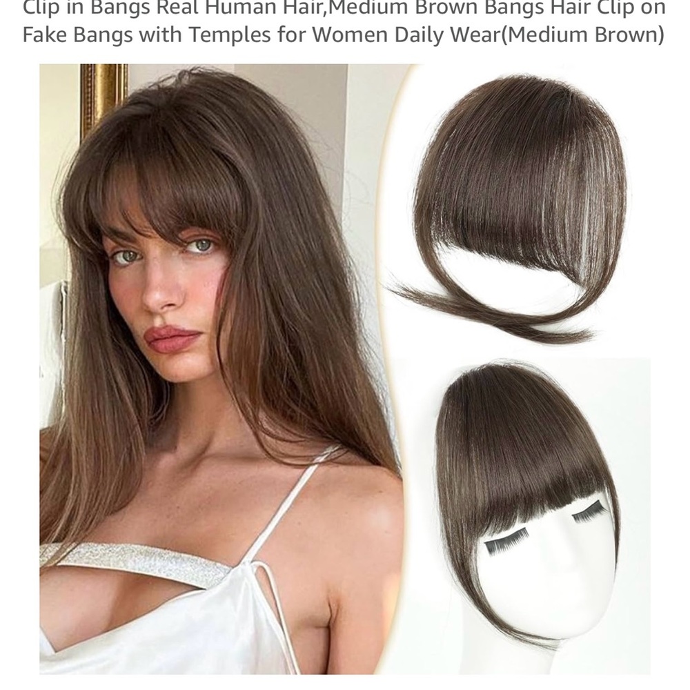 Elegant Medium Brown Clip-in Bangs for Women